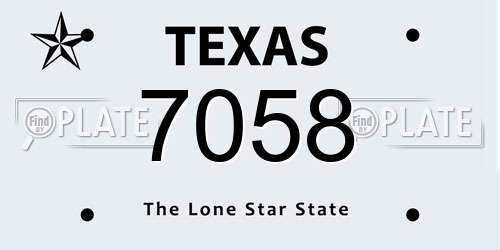 7058 Texas License Plate