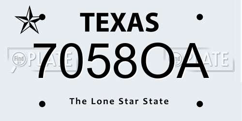 7058OA Texas License Plate
