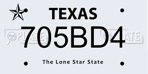 705BD4 Texas License Plate