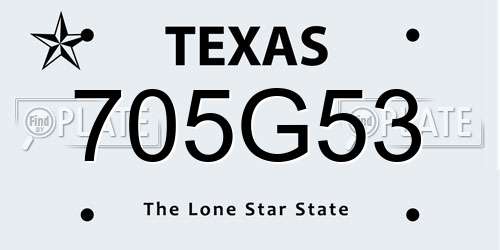 705G53 Texas License Plate