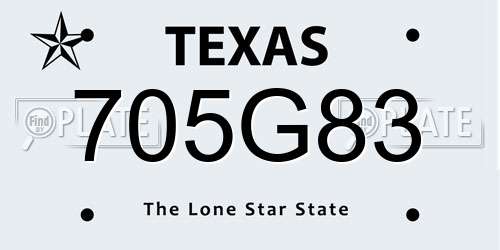 705G83 Texas License Plate