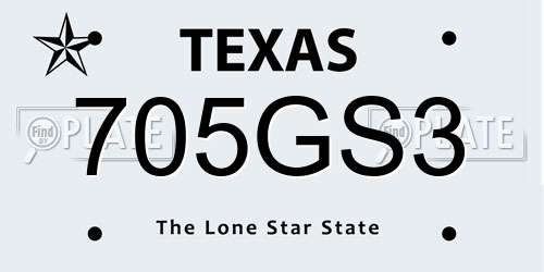 705GS3 Texas License Plate