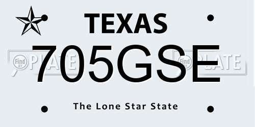 705GSE Texas License Plate