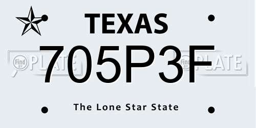 705P3F Texas License Plate