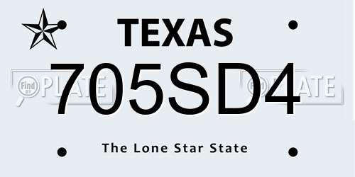 705SD4 Texas License Plate