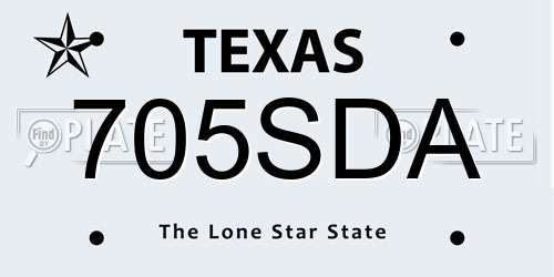 705SDA Texas License Plate