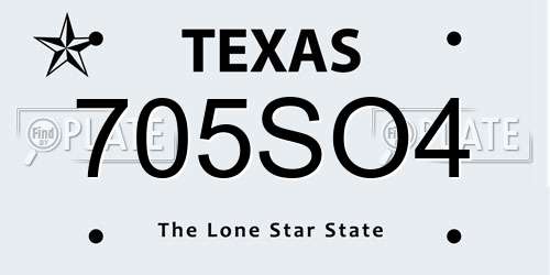 705SO4 Texas License Plate