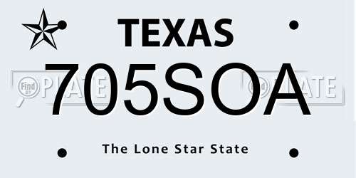 705SOA Texas License Plate