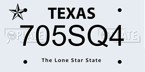 705SQ4 Texas License Plate