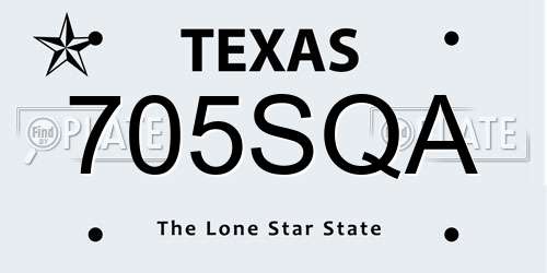 705SQA Texas License Plate