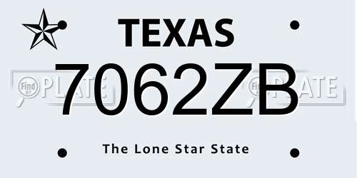 7062ZB Texas License Plate