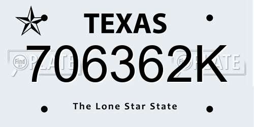 706362K Texas License Plate
