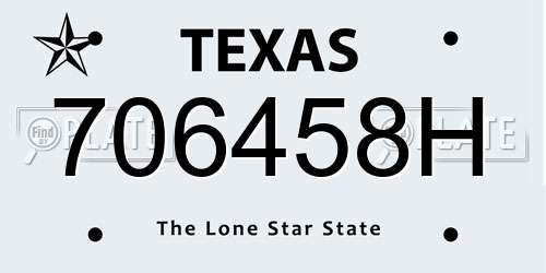 706458H Texas License Plate