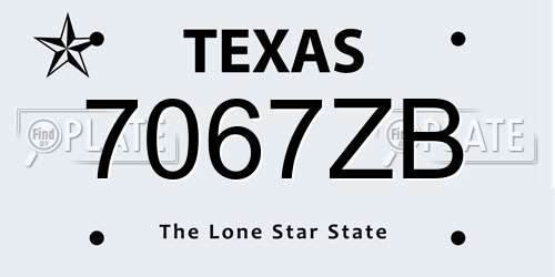 7067ZB Texas License Plate