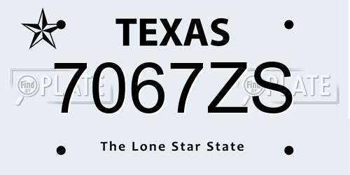 7067ZS Texas License Plate
