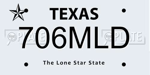 706MLD Texas License Plate