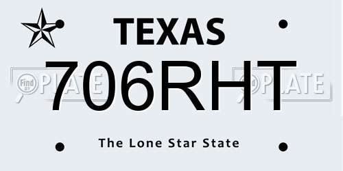 706RHT Texas License Plate
