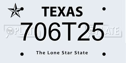 706T25 Texas License Plate