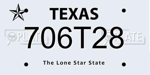 706T28 Texas License Plate