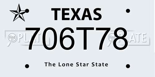 706T78 Texas License Plate