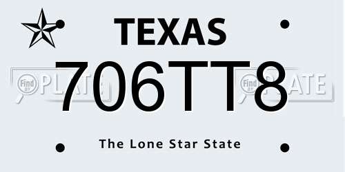 706TT8 Texas License Plate