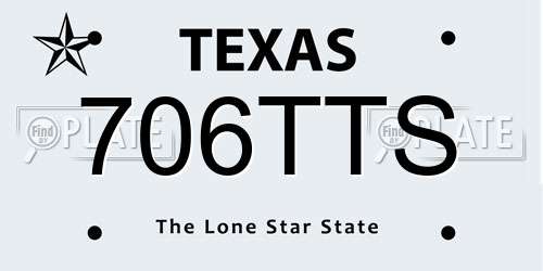706TTS Texas License Plate