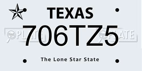 706TZ5 Texas License Plate
