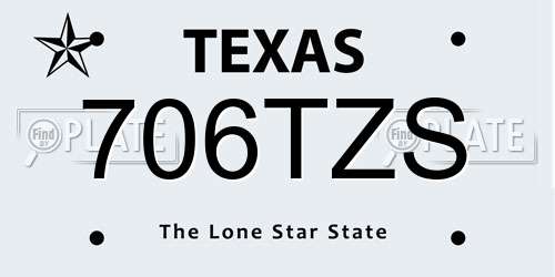 706TZS Texas License Plate