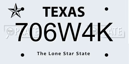 706W4K Texas License Plate
