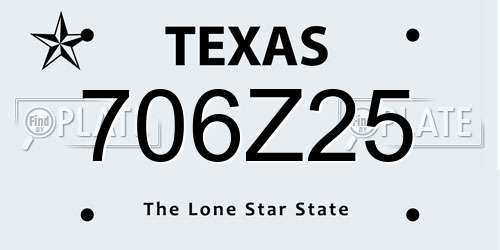 706Z25 Texas License Plate
