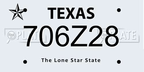 706Z28 Texas License Plate