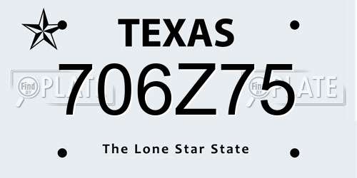 706Z75 Texas License Plate