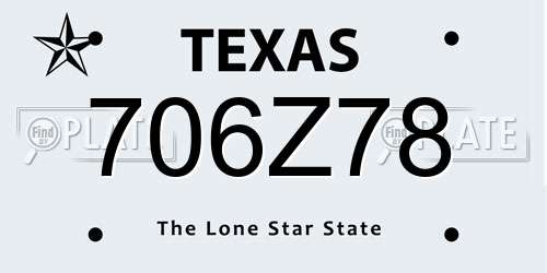 706Z78 Texas License Plate