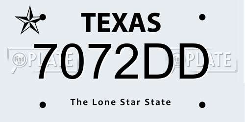 7072DD Texas License Plate