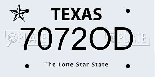 7072OD Texas License Plate