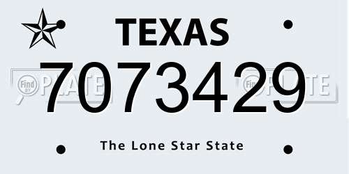 7073429 Texas License Plate