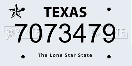 7073479 Texas License Plate