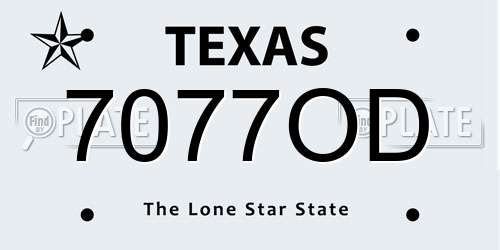7077OD Texas License Plate