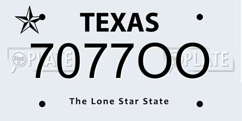7077OO Texas License Plate