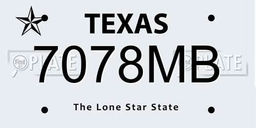 7078MB Texas License Plate