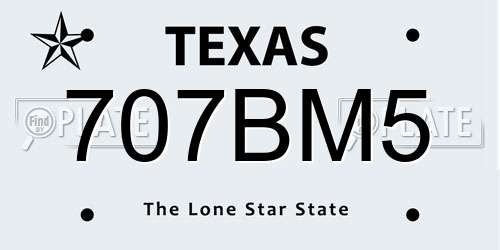 707BM5 Texas License Plate
