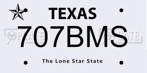 707BMS Texas License Plate