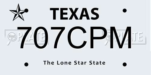 707CPM Texas License Plate