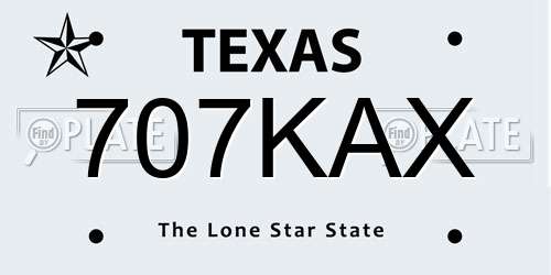 707KAX Texas License Plate