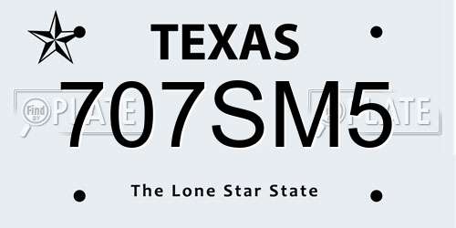 707SM5 Texas License Plate