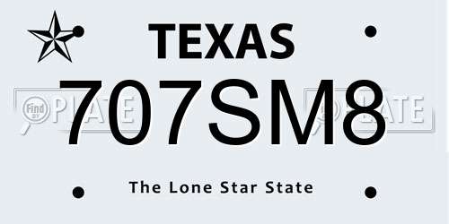 707SM8 Texas License Plate