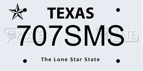 707SMS Texas License Plate