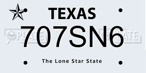 707SN6 Texas License Plate