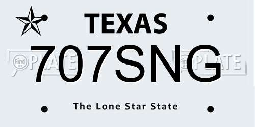707SNG Texas License Plate