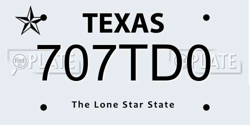 707TD0 Texas License Plate
